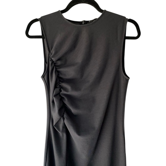 J CREW 365 | NWOT | BLACK PONTE KNIT RUCHED SLEEVELESS BODYCON DRESS | SIZE: 6 - Picture 2 of 10